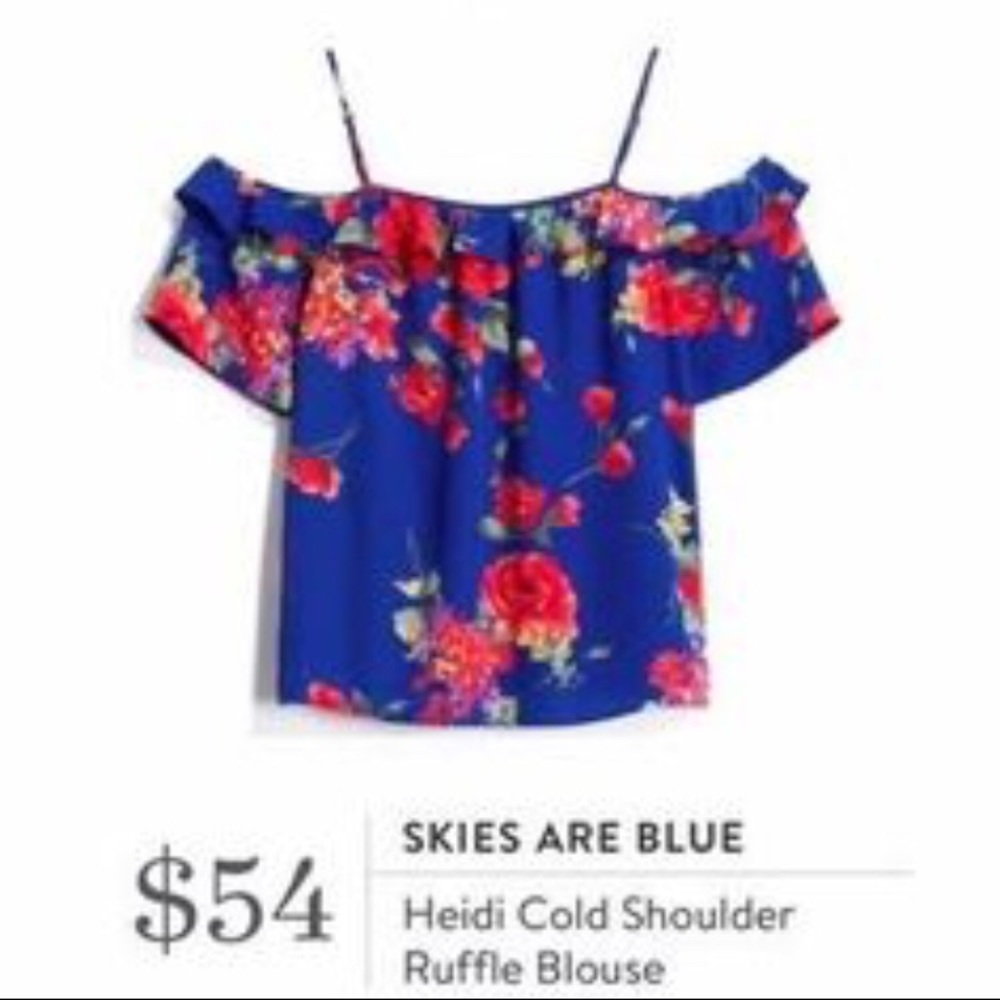Skies are Blue Heidi Cold Shoulder Ruffle Blouse